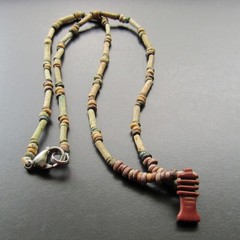 NILE Ancient Egyptian Djed Amulet Mummy Bead Necklace ca 600 BC