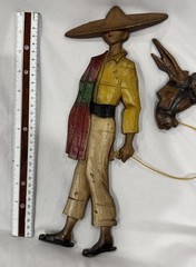 Rare! Large Vintage 1970 Sexton Usa Man Donkey Burro Metal Art Wall Hanging