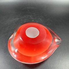 Hand Blown Red Heart Glass Paperweight Figurine Cased Heavy Glass Figure VTG
