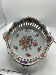 Antique Von Schierholz Reticulated Porcelain Basket Bowl Germany 1907-1927