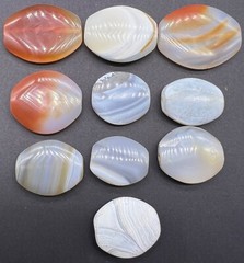 Lot Of 10 Sulemani Ancient Agate Black Dark Grey Creamy Agate Beads Top Patina
