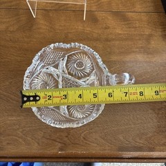 Vtg~American Brilliant Lead Crystal Cut Glass~Candy Dish with Handle