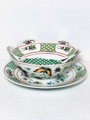Vtg Chinese Porcelain Plate 12” Lotus Bowl 9” & Bowl 8” HandPainted Butterflies