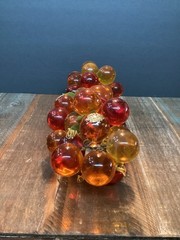 Vintage mcm Lucite Grape clusters on Driftwood orange amber Large 16” long