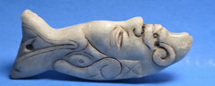 PRE-COLUMBIAN MIXTEC JADE HUMAN AND FISH DUALITY PENDANT