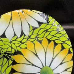 Sydenstricker Hand Made Round Dish Plate Multicolored Floral Pattern Signed 8.5”