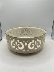 Lenox Ivory Pierced Bowl w/ Gold Trim Openwork Design – Small Crack – AS IS