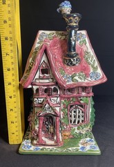 Blue Sky Clayworks Cozy Corner House Tea Light Base Retired 2000 10x6x6” OB