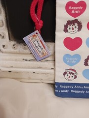 New Raggedy Ann & Andy Medium Canvas Drawstring Tote Bag Japan – 8″ x 8″ – Blue