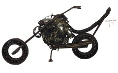 RARE OOAK Vintage Steam Punk ￼Weld Art Sculpture Figurine Chopper Motorcycle 22”
