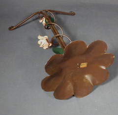 Vintage ITALIAN TOLE Metal Jewelry Holder Stand Roses