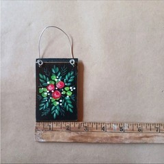 Set Of 2 Folk Art Hand Painted Decorative Wood Wall Hanging Floral Motif