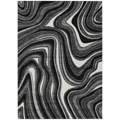 9′ X 12′ Black Gray And White Abstract Washable Rug