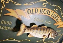 Old Bass Lodge Plaque 3D Fish Wall Mount Cabin Garage Man Cave Decor 27″x18