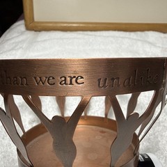 VTG Hallmark Maya Angelou Copper Figures Bowl Candle Holder “…more alike…” 2001
