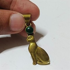 Handmade Brass Bastet Cat Pendant – Ancient Egyptian Jewelry