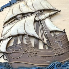 Vintage Metal Sail Ship Boat Sexton Wall Art Nautical / Pirate / Sea Decor