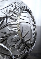 GORGEOUS VINTAGE 1950’s VAL St. LAMBERT CLEAR CUT HOBSTAR HEAVY CRYSTAL VASE
