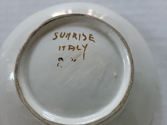 Antique SUNRISE ITALY Cherub Putti Porcelain Hand Painted Relief Trinket Dish 3D
