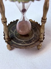 Ornate Antique Metal Glass Sand Hourglass
