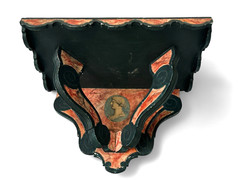 Antique Continental Neoclassical Portrait Faux Marble Wall Bracket Shelf