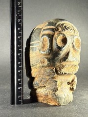 RARE ANCIENT PRE COLUMBIAN DENSE STONE CARVED TRIBAL STATUE FIGURINE C 600-900AD