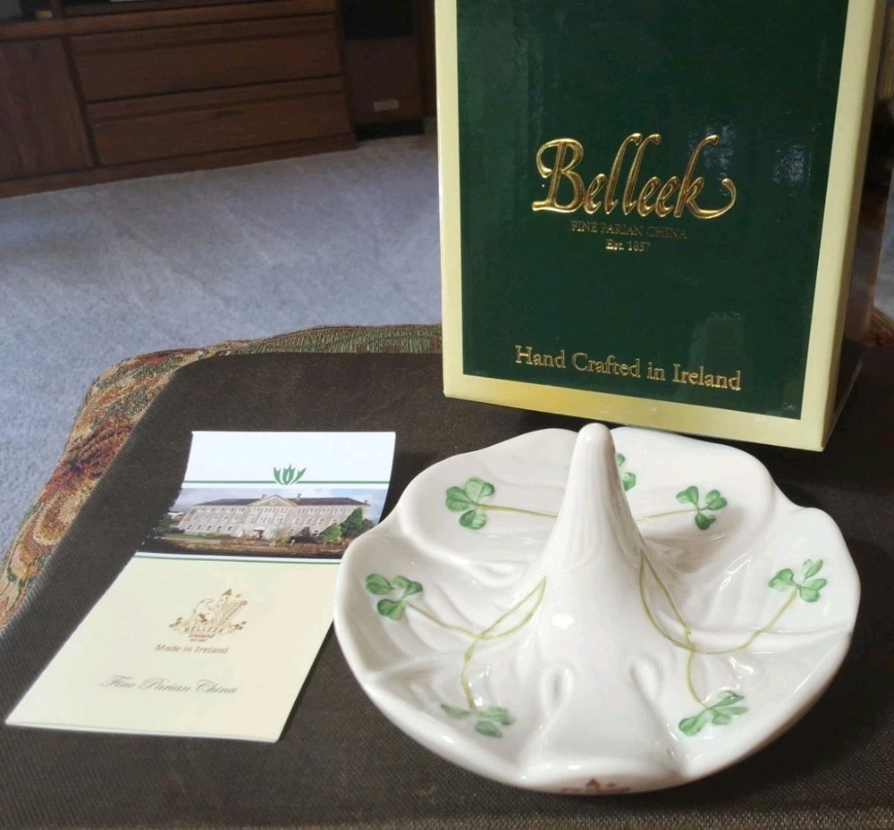 BELLEEK Pottery Shamrock Ring Holder Made in Ireland