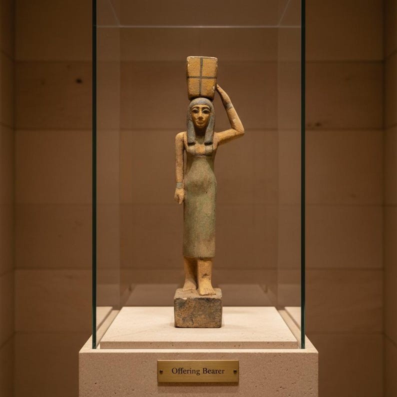 Egyptian Artifact Figurine Rare Statue of Pharaonic Offering Bearer Authentic BC