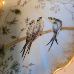 France Porcelain Depose Three compartment caddy Bird painted.