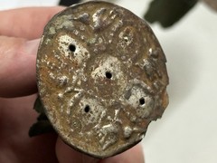 INCREDIBLE PRE-COLUMBIAN SILVER EMBOSSED BIRD EFFIGY EAR SPOOLS PERU MOTLEY COA
