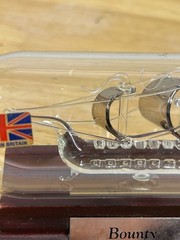 Vintage Blown Glass Ship in Bottle Bounty Made in Britain Wood Base Decor