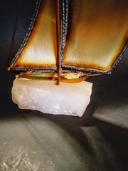 Vintage 70’s John Demott Brass Copper Sculpture Sailboat On Onyx Stone Signed