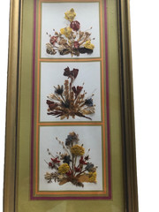 Gold framed & matted Reichlin hand made in Switzerland miniature flowers