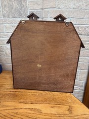 Vintage Wall Or Table Wooden House Shaped Shadowbox W/Red Backing 7 Items Total