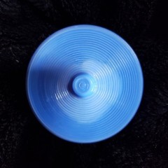 Vintage AKRO Agate Slag Footed Blue Trinket Dish Bowl with Lid 3.5″ x 3″
