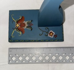 Vintage Norwegian Hand Painted Rosemaling Blue Wood Banana Holder Signed Norsk