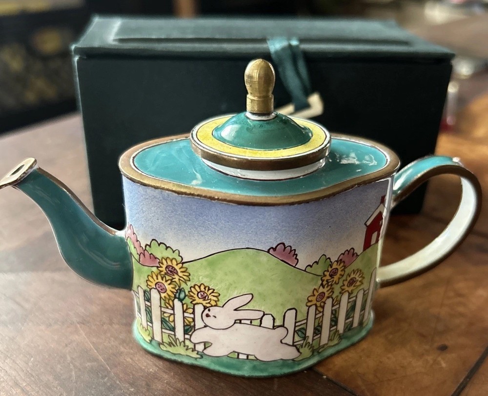 Kelvin Chen Enamel Copper Mini Teapot – Running Bunny Rabbit # 9 with box
