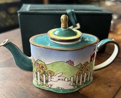 Kelvin Chen Enamel Copper Mini Teapot – Running Bunny Rabbit # 9 with box