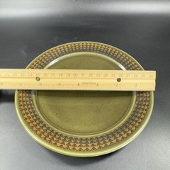 Vintage Porsgrund Dish Plate Set 2 Dishes Plates Made In Norway Green Ceramic