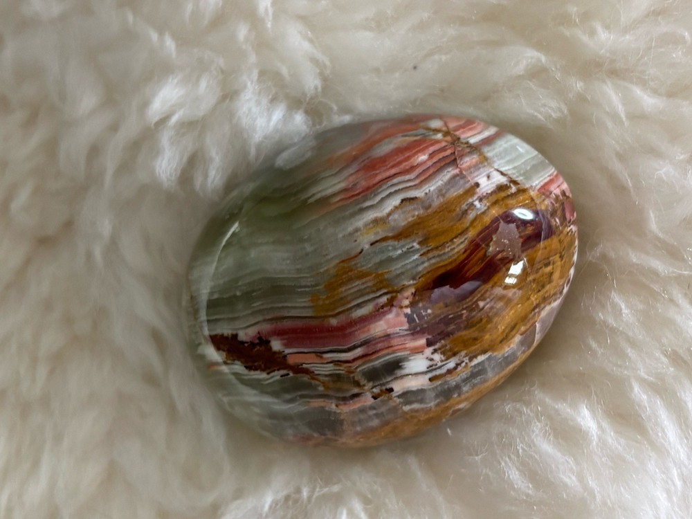 Marble Alabaster Carved Polished Egg Art Decor Paperweight 3″ Long
