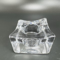 Orrefors Asymetrical Heavy Ice Cube Crystal Votive Candle Holder Sweden Set 2