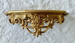 Vintage ’60’s Syroco Gold Wall Shelf Ornate Roses 19″ Wide Wall Decor #3025
