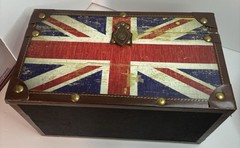 Union Jack UK Flag Treasure Box Chest United Kingdom Trunk Collectible