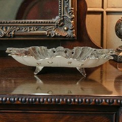 Rare Persian Silver Filigree Rectangular Bowl Handcrafted Decorative 15″L EC