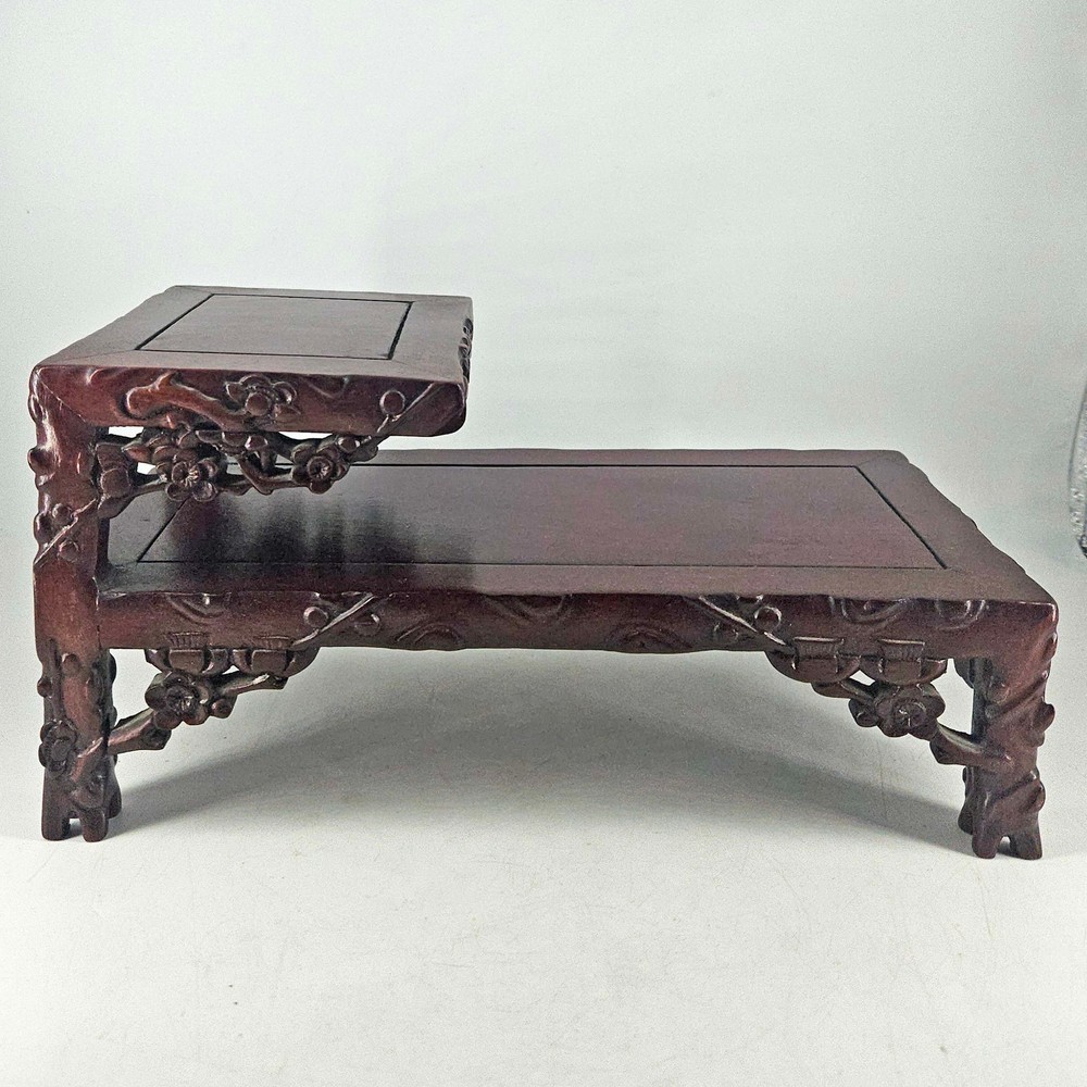 Vintage carved rosewood wood display stand base pedestal Chinese