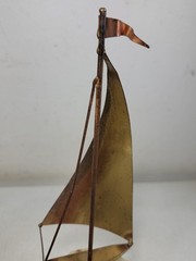 2x Vintage John Demott Sailboat Metal & Rock Sculpture 14-1/2″ & 8-1/2″ Tall
