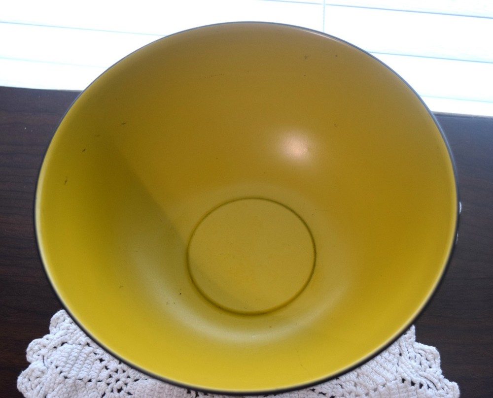 Vintage/Antique Yellow with black Painted Ivy Toleware Pedestal Bowl