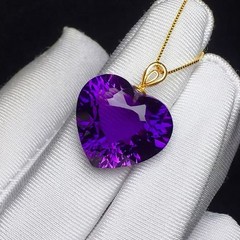 Natural Amethyst Quartz Purple Uruguay heart shape necklaces 18K