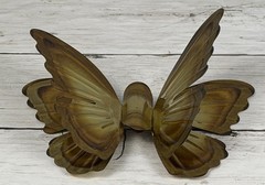 Vintage Torched Metal Butterfly Hanging Wall Art Decor MCM Gold Tone Set of Two