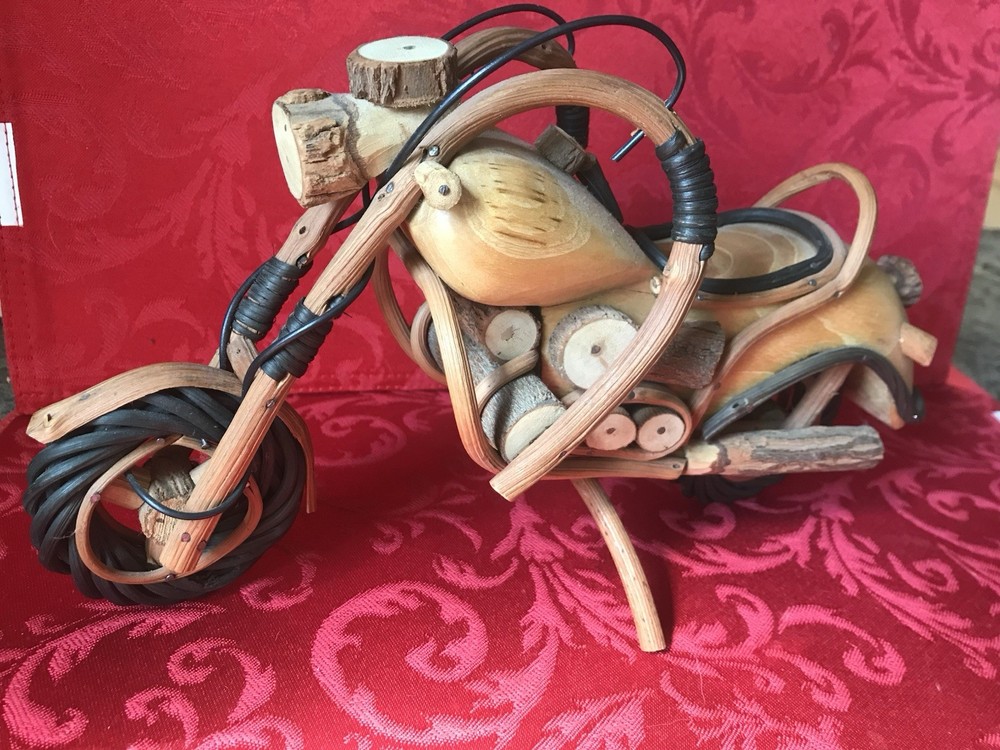 Vintage Wooden Handcrafted Motorcycle Model